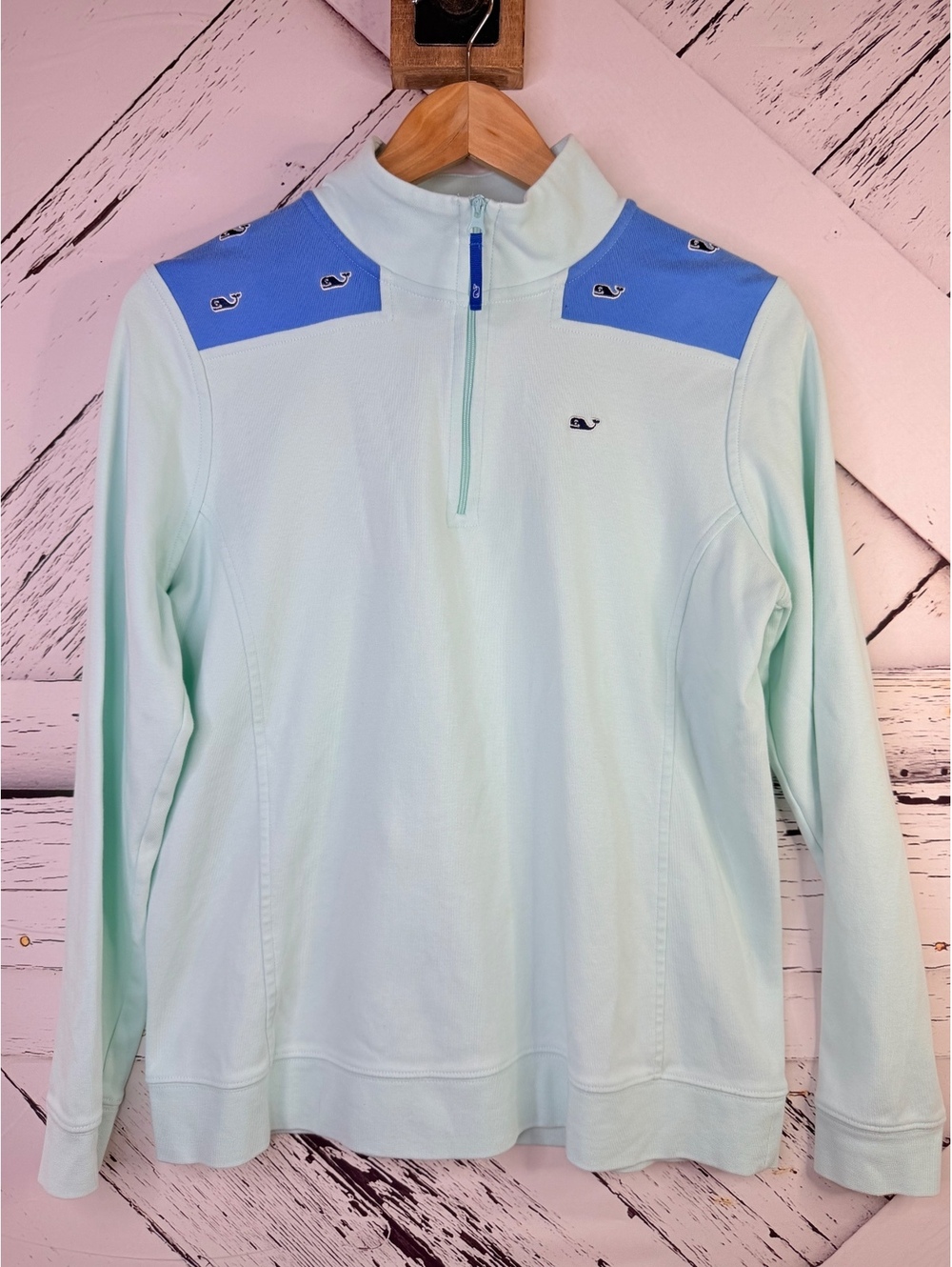Vineyard Vines Shep Shirt 1/4-Zip Pullover Blue Whale Women’s Medium